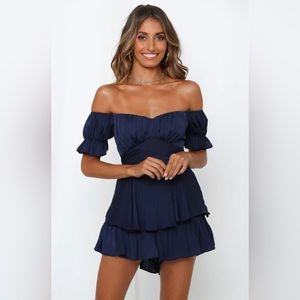 Beautiful never worn/tags on Hello Molly navy romper